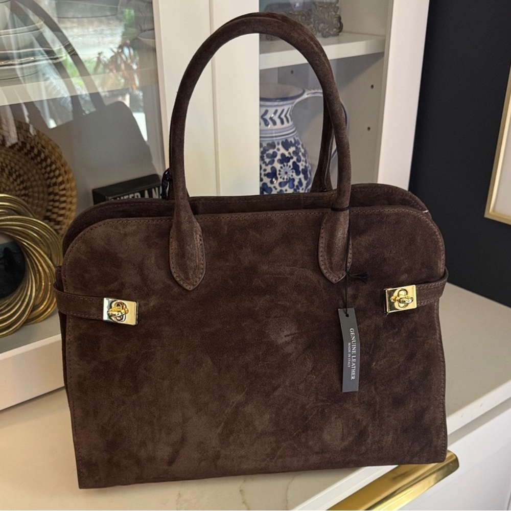 Claudia Firenze Dark Brown Suede Tote NWT New Style